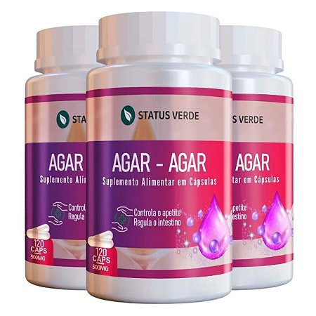 3 Potes Agar-Agar Kit 360 Cáps - Status Verde