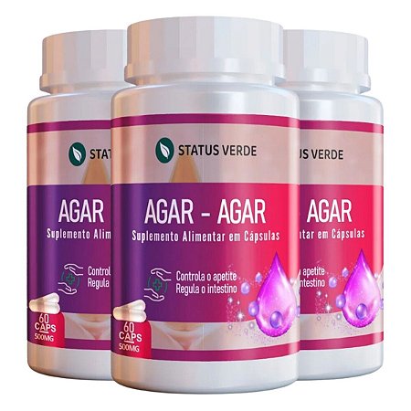 3 Potes Agar-Agar Kit 180 Cáps - Status Verde
