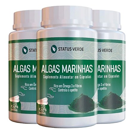 3 Potes Algas Marinhas Kit 360 Cáps - Status Verde