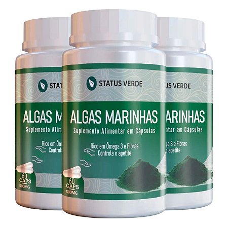 3 Potes Algas Marinhas Kit 180 Cáps - Status Verde