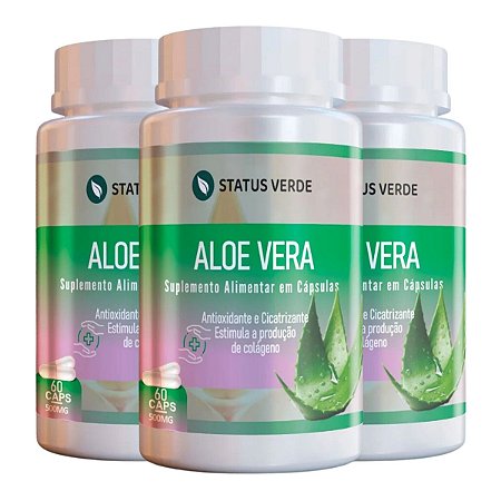 3 Potes Aloe Vera Kit 180 Cáps - Status Verde