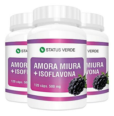 3 Potes Amora Miura + Isoflavona 120 Cáps - Status Verde