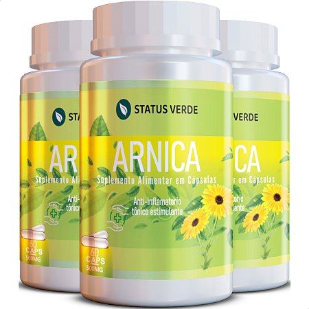 3 Potes Arnica Kit 180 Cáps - Status Verde