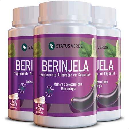 3 Potes Berinjela Kit 360 Cáps - Status Verde