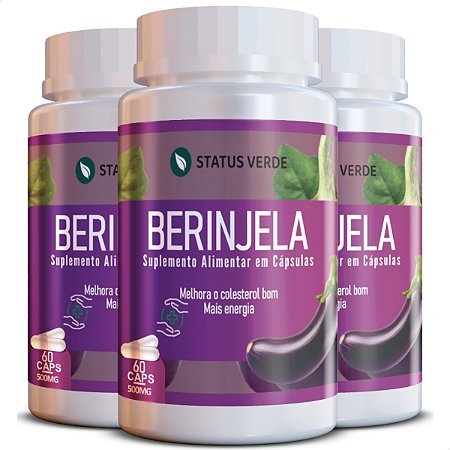 3 Potes Berinjela Kit 180 Cáps - Status Verde
