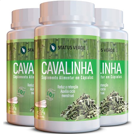 3 Potes Cavalinha Kit 360 Cáps - Status Verde
