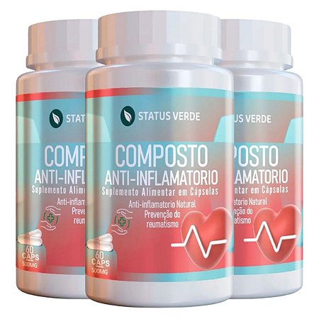 3 Potes Composto Anti-Inflamatório Kit 180 Cáps - Status Verde