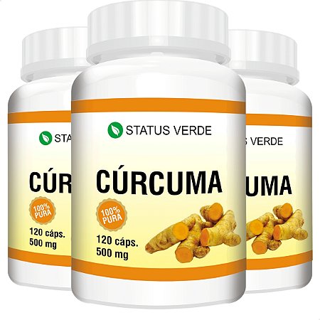 3 Potes Cúrcuma Kit 360 Cáps - Status Verde