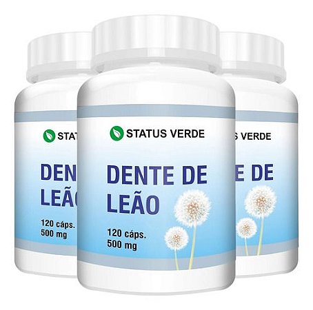 3 Potes Dente De Leão Kit 360 Cáps - Status Verde