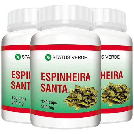 3 Potes Espinheira Santa Kit 360 Cáps - Status Verde