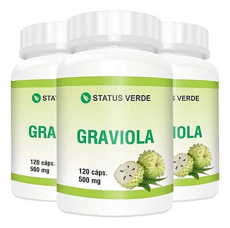 3 Potes Graviola Kit 360 Cáps - Status Verde
