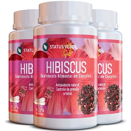 3 Potes Hibiscus Kit 360 Cáps - Status Verde