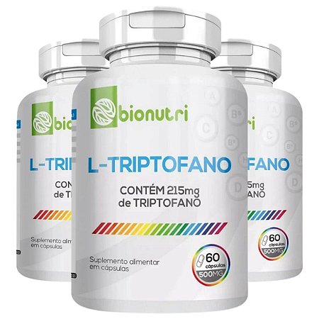 3 Potes L-Triptofano Kit 180 Cáps - Bionutri