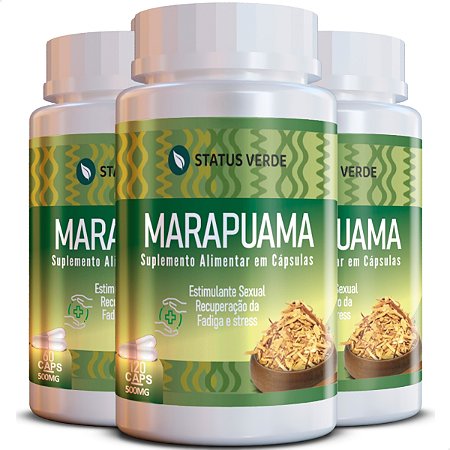 3 Potes Marapuama Kit 360 Cáps - Status Verde
