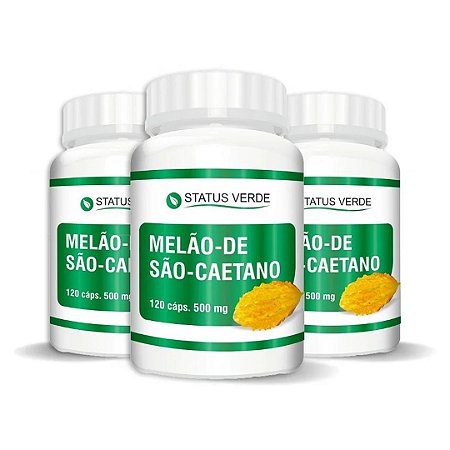3 Potes Melão De Sao Caetano Kit 360 Cáps - Status Verde