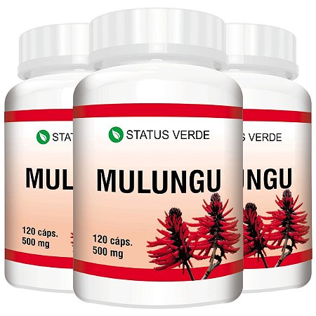 3 Potes Mulungu Kit 360 Cáps - Status Verde