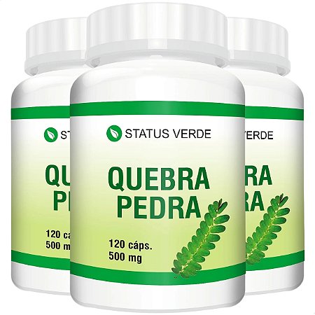 3 Potes Quebra Pedra Kit 360 Cáps - Status Verde