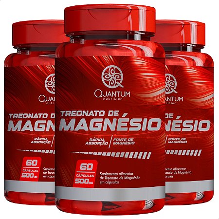 3 Potes Treonato de Magnésio Kit 180 Cáps - Quantum