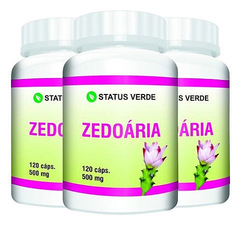 3 Potes Zedoária Kit 360 Cáps - Status Verde