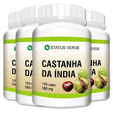 4 Potes Castanha da India Kit 480 Cáps - Status Verde