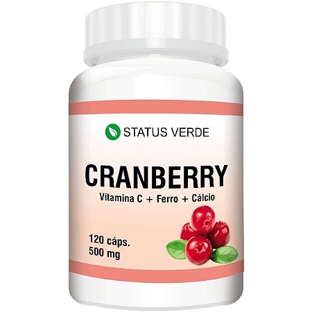 Cranberry + Vitamina C + Ferro + Cálcio 120 Cáps - Status Verde