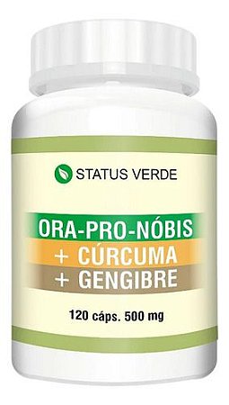 Ora Pro Nobis + Cúrcuma + Gengibre 120 Cáps - Status Verde