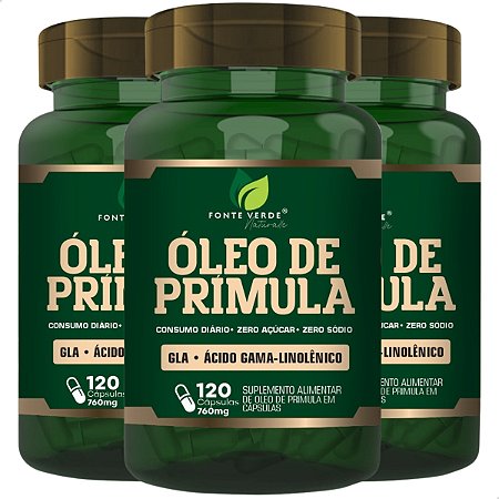 3 Potes Óleo de Primula Kit 360 Cáps - Fonte Verde