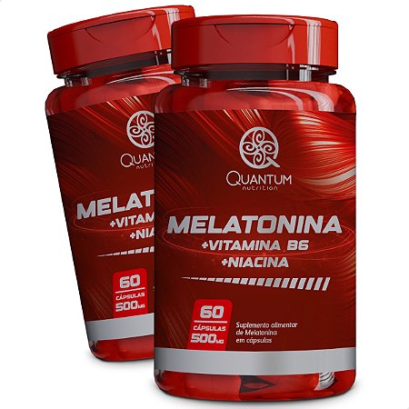 2 Potes Melatonina + Vitamina B6 + Niacina Kit 120 Cáps - Quantum