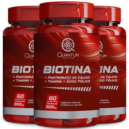 3 Potes Biotina Kit 180 Cáps - Quantum