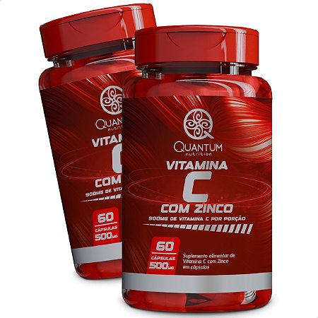 2 Potes Vitamina C + Zinco Kit 120 Cáps - Quantum