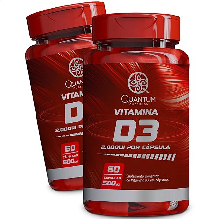 2 Potes Vitamina D3 2.000ui  Kit 120 Cáps - Quantum