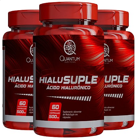3 Potes HialuSuple Ácido Hialurônico Kit 180 Cáps - Quantum