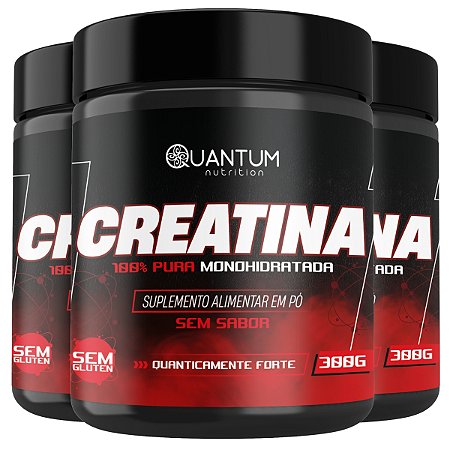 3 Potes Creatina Monohidratada Kit 900g - Quantum