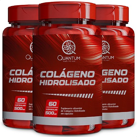 3 Potes Colágeno hidrolisado Kit 180 Cáps - Quantum