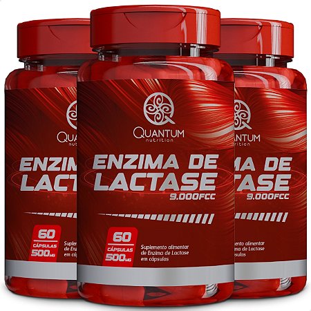 3 Potes Enzima Lactase Kit 180 Cáps - Quantum