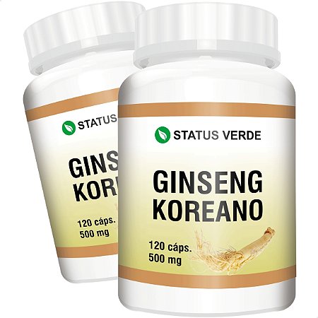 2 Potes Ginseng Koreano Kit 240 Cáps - Status Verde