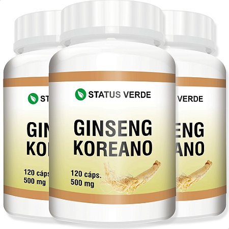 3 Potes Ginseng Koreano Kit 360 Cáps - Status Verde