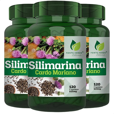 3 Potes Silimarina Kit 360 Cáps - Fonte Verde