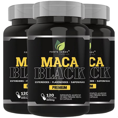 3 Potes Maca Black Kit 360 Cáps - Fonte Verde