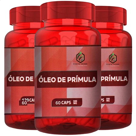 3 Potes Óleo de Primula Kit 180 Cáps - Fonte Verde