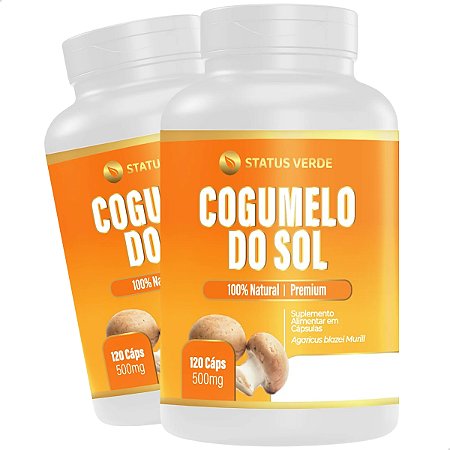 2 Potes Cogumelo do Sol Kit 240 Cáps - Status Verde
