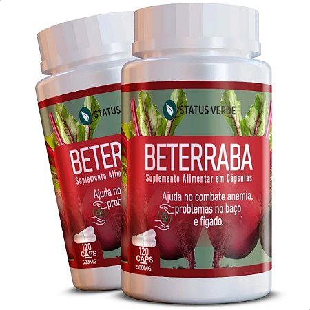 2 Potes Beterraba Kit 240 Cáps - Status Verde