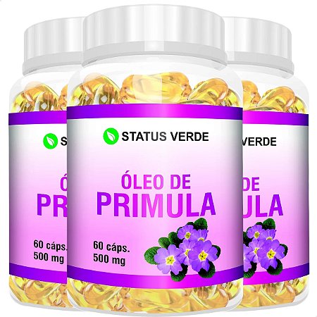 3 Potes Óleo de Primula Kit 180 Cáps - Status Verde