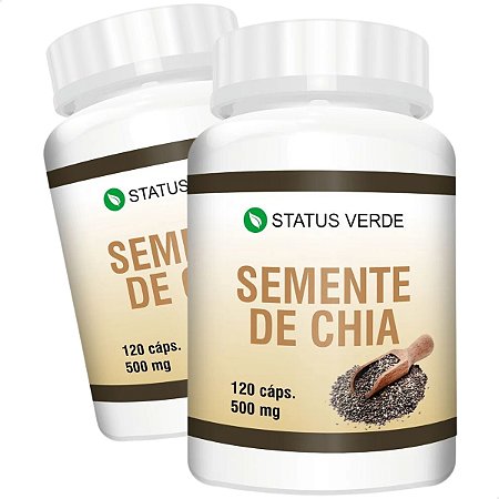 2 Potes Semente de Chia Kit 240 Cáps - Status Verde