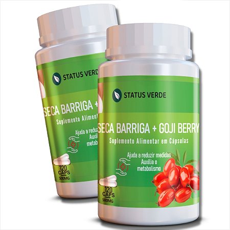 2 Potes Seca Barriga + Goji Berry Kit 240 Cáps - Status Verde
