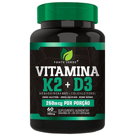 Vitamina K2 + D3 60 Cáps - Fonte Verde