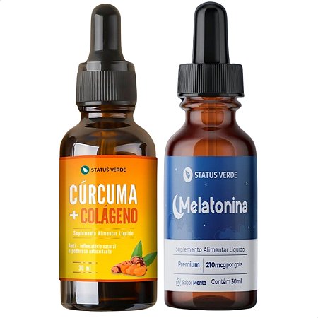 Kit Melatonina + Cúrcuma e Colágeno em Gotas - Status Verde