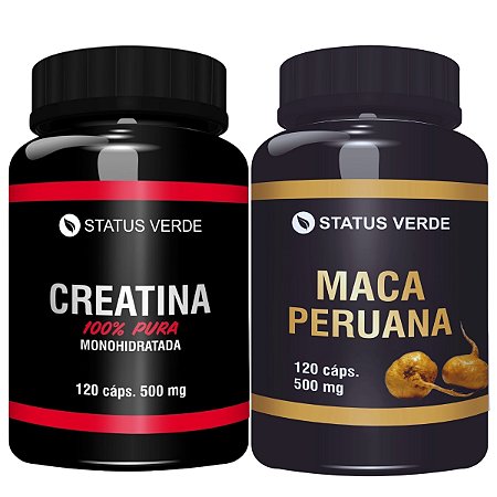 Kit Maca Peruana + Creatina 120 Cáps P/ Pote - Status Verde