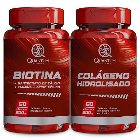 Kit Biotina + Colágeno Hidrolisado 60 Cáps P/ Pote - Quantum