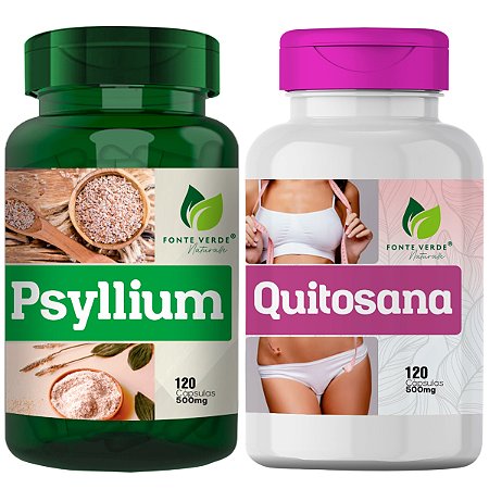 Kit Psyllium + Quitosana 120 Cáps P/ Pote - Fonte Verde